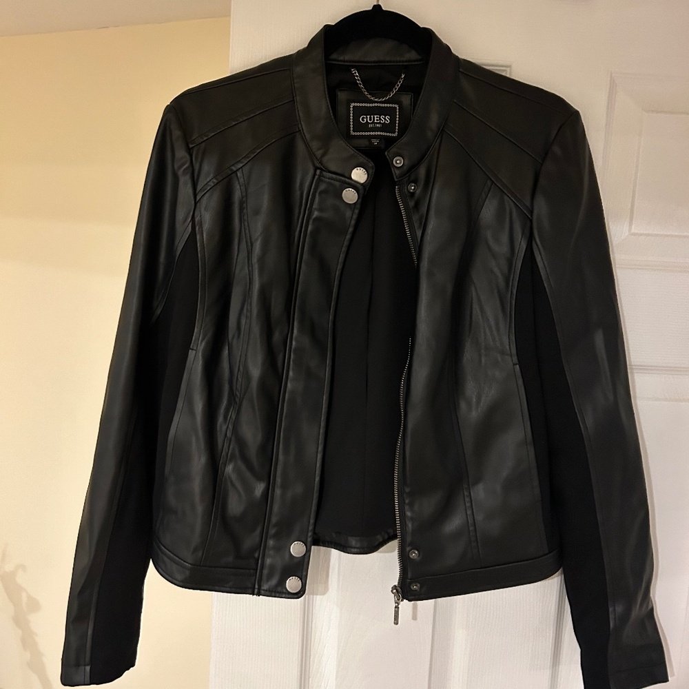 GUESS Women's Faux-Leather Moto Jacket NWOT